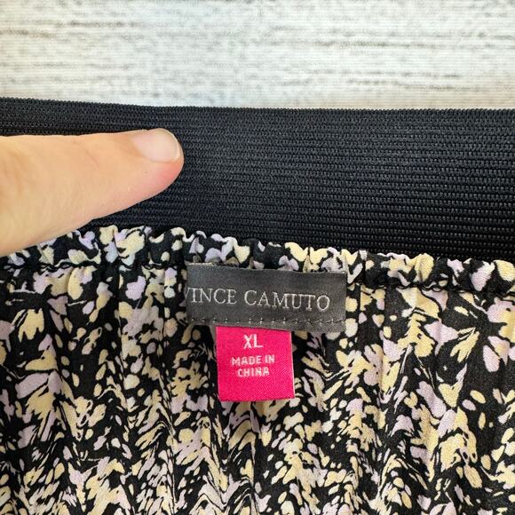 Vince Camuto Women's Black Floral Pleated Pull On Midi Skirt Size XL - Picture 6 of 7
